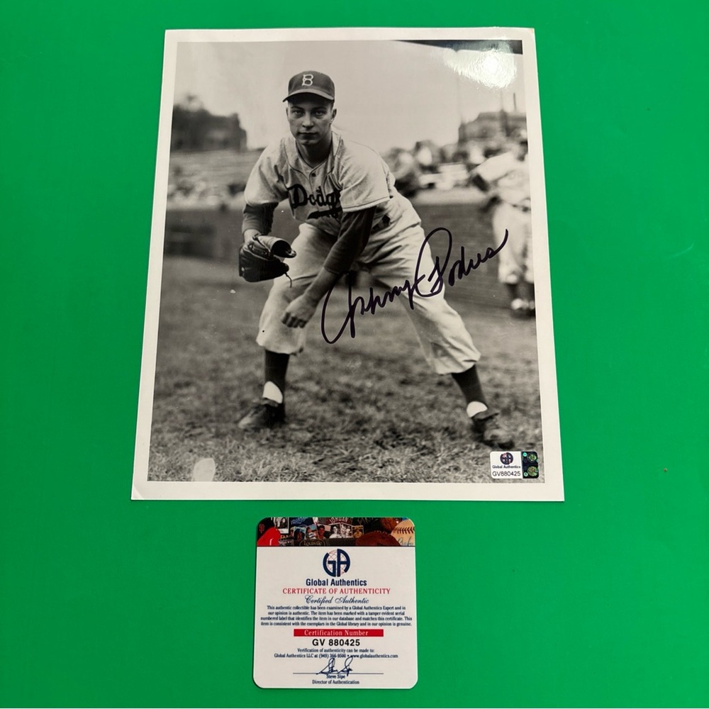 Global Authentics Johnny Podres Brooklyn Dodgers Auto 8x10 Photo Autograph